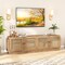 Oak Farmhouse TV Stand with Adjustable Shelves, Storage, PE Rattan and Cable Management